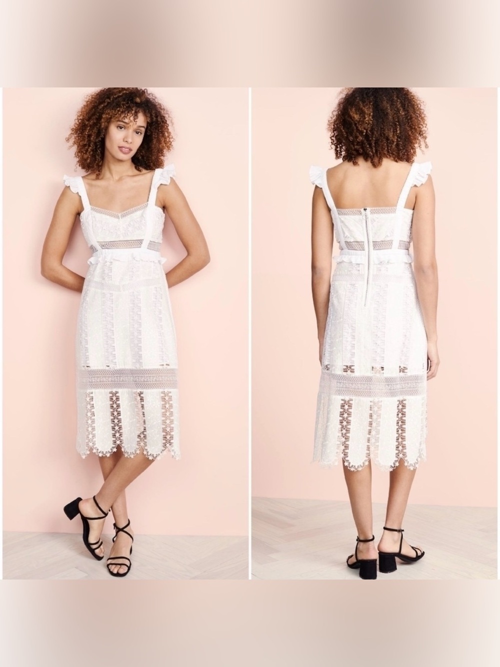 For Love & Lemons Gabrielle White Bridal Lace Dress XS